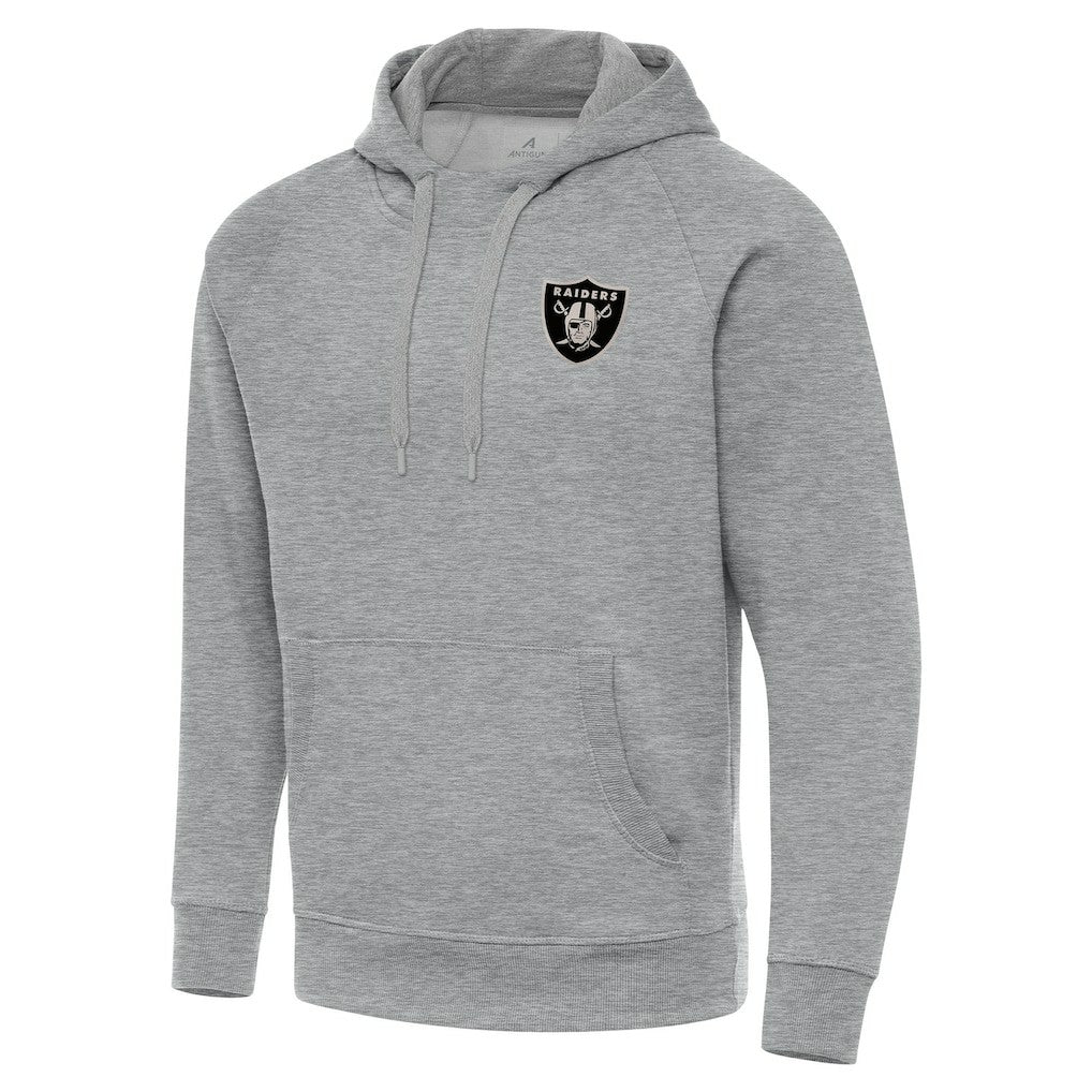 Antigua Brushed Carbon Victory Pullover Hoodie - Las Vegas Raiders