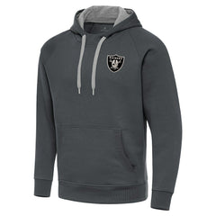 Antigua Brushed Carbon Victory Pullover Hoodie - Las Vegas Raiders