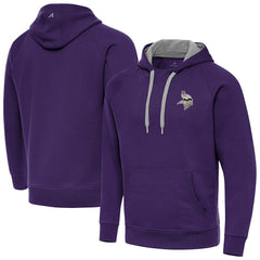 Antigua Brushed Carbon Victory Pullover Hoodie - Minnesota Vikings