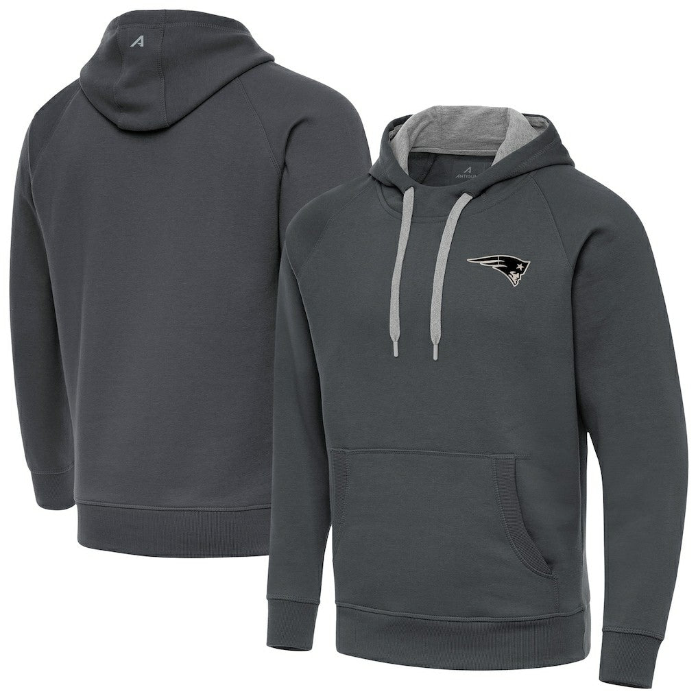 Antigua Brushed Carbon Victory Pullover Hoodie - New England Patriots