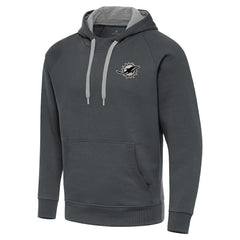 Antigua Brushed Carbon Victory Pullover Hoodie - Miami Dolphins