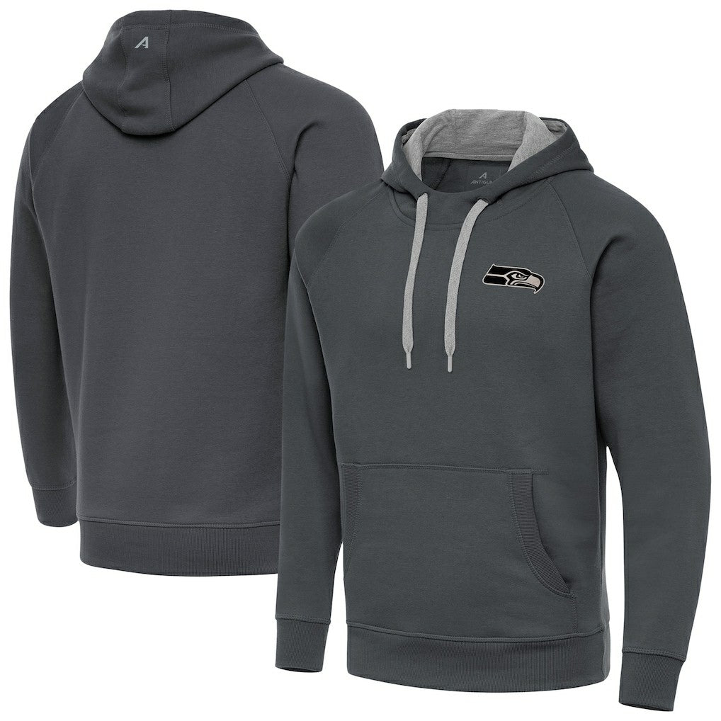 Antigua Brushed Carbon Victory Pullover Hoodie - Seattle Seahawks