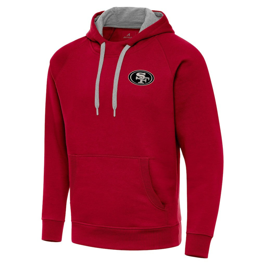 Antigua Brushed Carbon Victory Pullover Hoodie - San Francisco 49ers