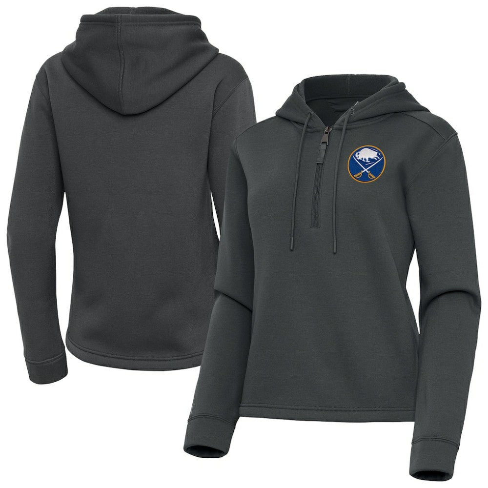 NHL Pewter Buffalo Sabres Antigua Women's Contemporary Quarter-Zip Hoodie