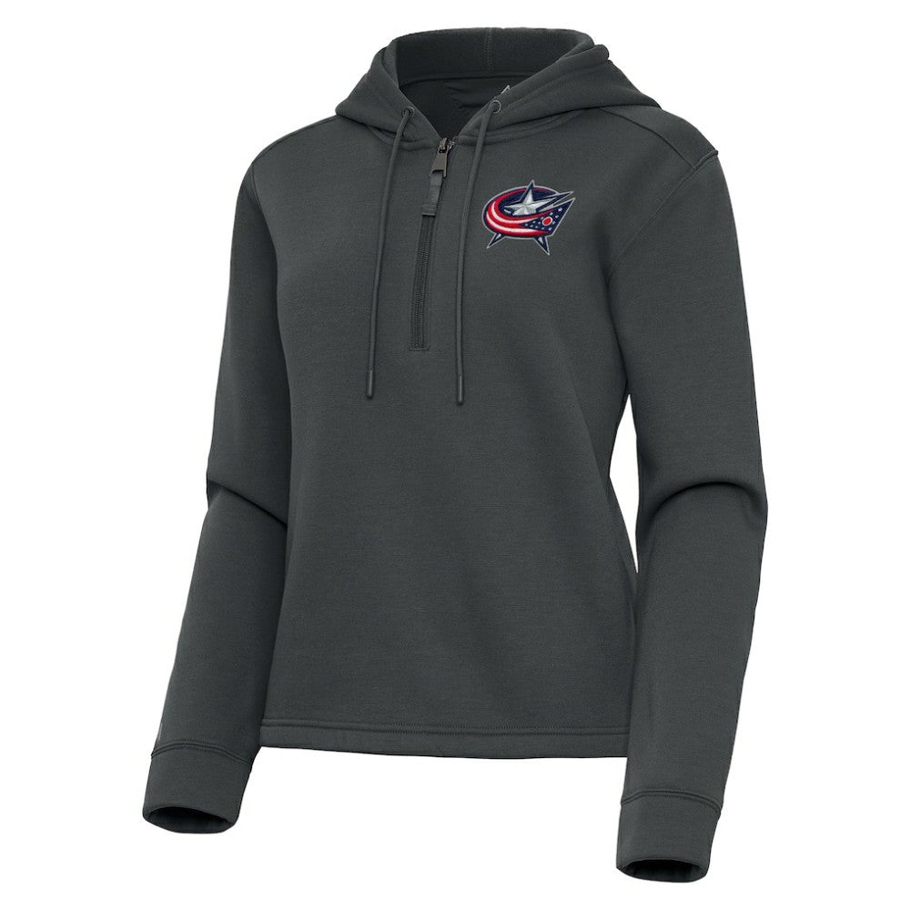 NHL Pewter Columbus Blue Jackets Antigua Women's Contemporary Quarter-Zip Hoodie