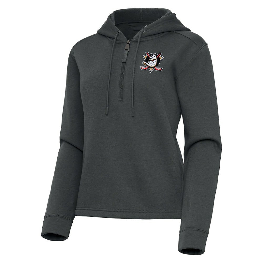 NHL Pewter Anaheim Ducks Antigua Women's Contemporary Quarter-Zip Hoodie