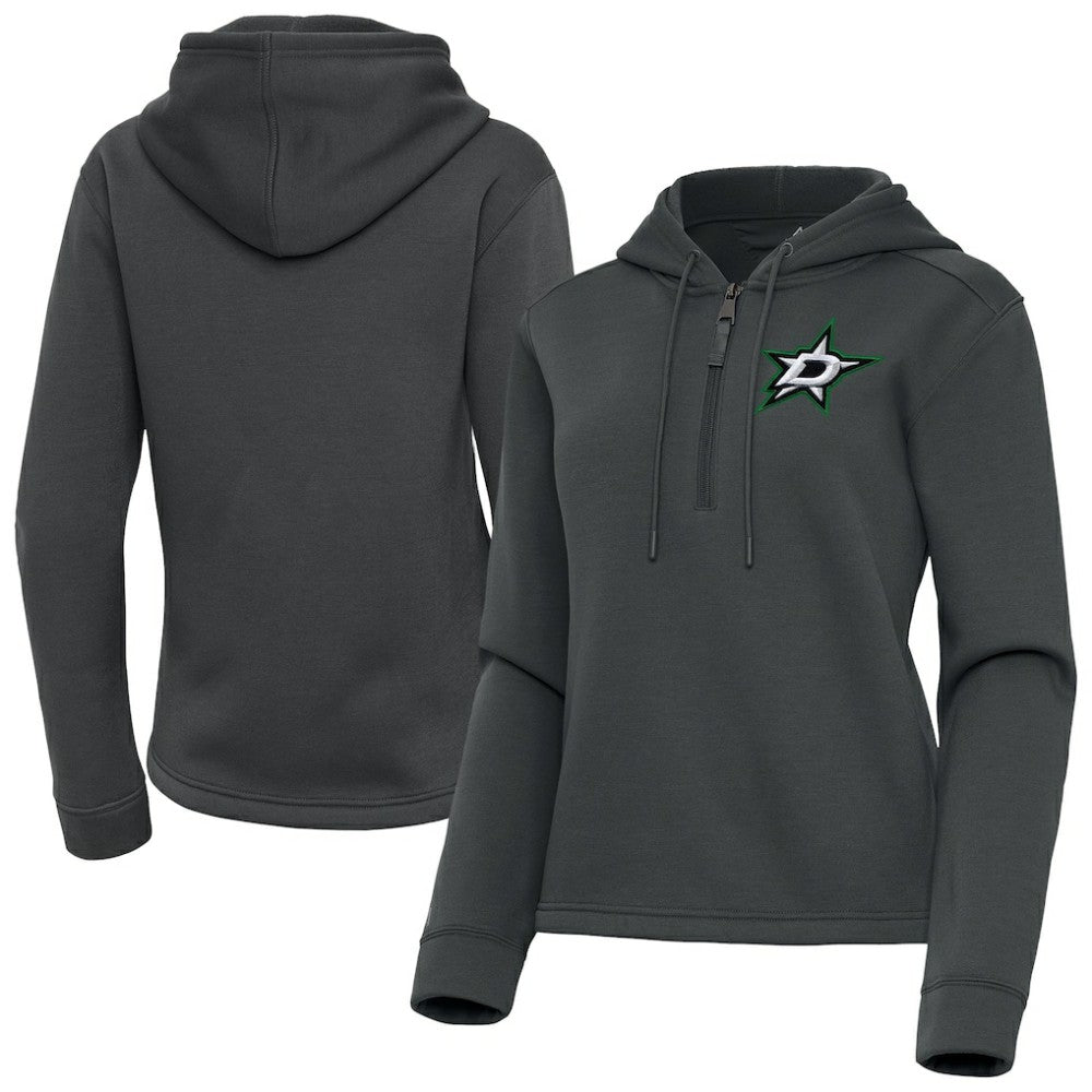 NHL Pewter Dallas Stars Antigua Women's Contemporary Quarter-Zip Hoodie