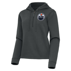 NHL Pewter Edmonton Oilers Antigua Women's Contemporary Quarter-Zip Hoodie