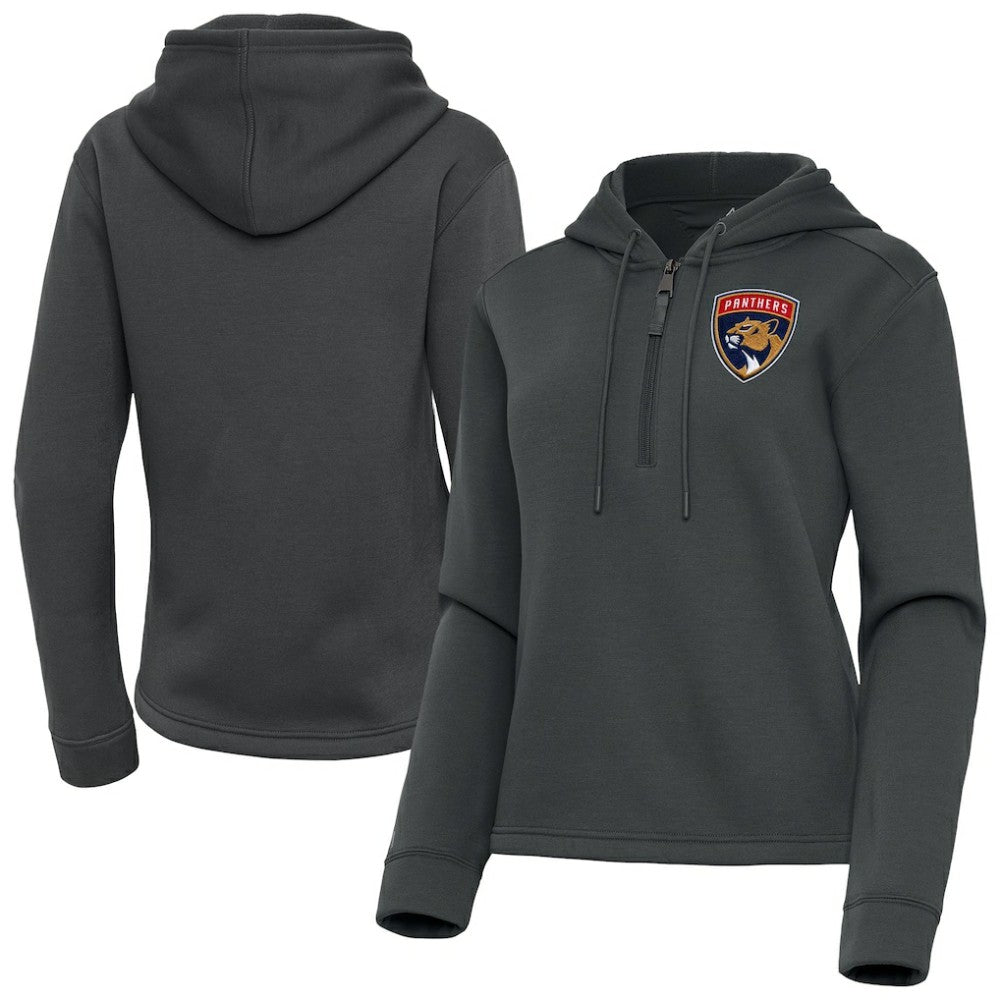 NHL Pewter Florida Panthers Antigua Women's Contemporary Quarter-Zip Hoodie