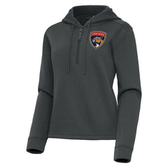 NHL Pewter Florida Panthers Antigua Women's Contemporary Quarter-Zip Hoodie