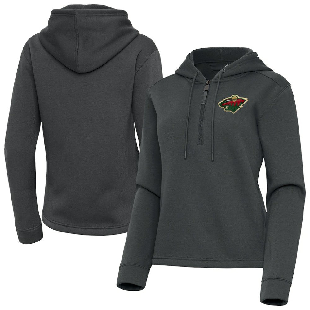 NHL Pewter Minnesota Wild Antigua Women's Contemporary Quarter-Zip Hoodie
