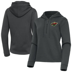 NHL Pewter Minnesota Wild Antigua Women's Contemporary Quarter-Zip Hoodie