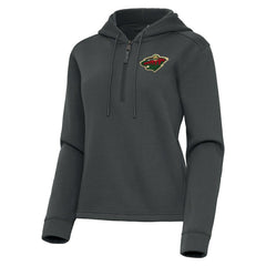NHL Pewter Minnesota Wild Antigua Women's Contemporary Quarter-Zip Hoodie