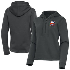 NHL Pewter New York Islanders Antigua Women's Contemporary Quarter-Zip Hoodie
