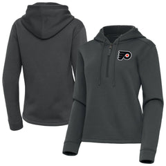 NHL Pewter Philadelphia Flyers Antigua Women's Contemporary Quarter-Zip Hoodie