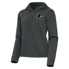 NHL Pewter Philadelphia Flyers Antigua Women's Contemporary Quarter-Zip Hoodie
