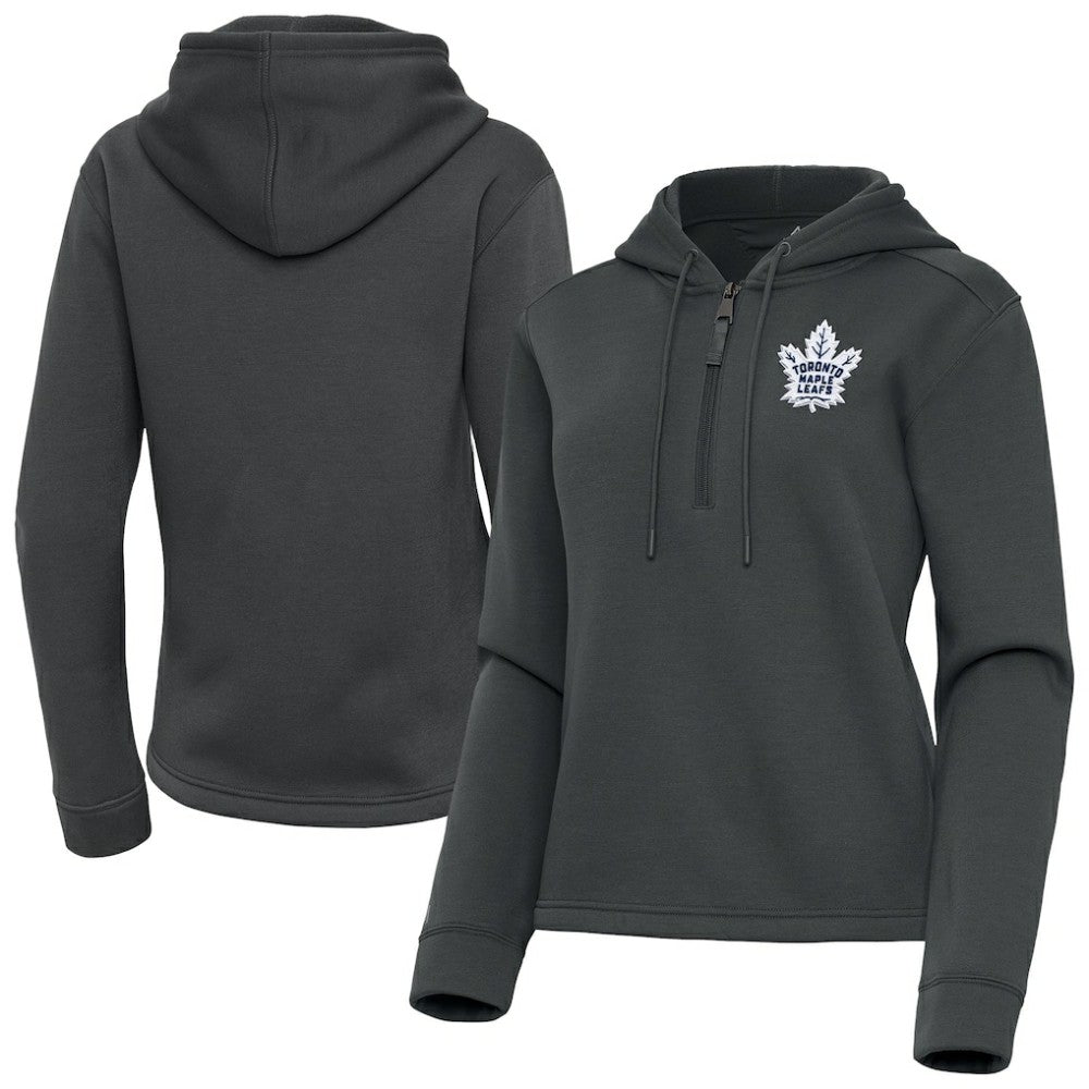 NHL Pewter Toronto Maple Leafs Antigua Women's Contemporary Quarter-Zip Hoodie