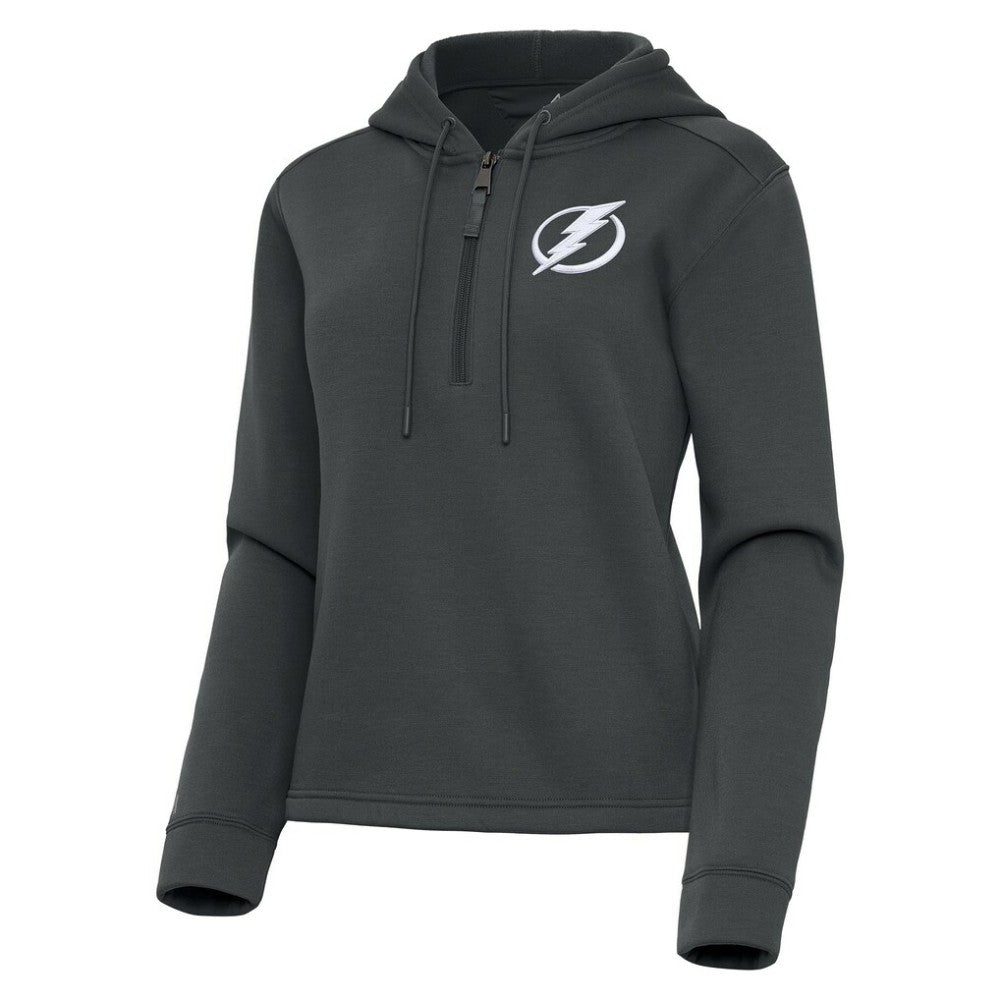 NHL Pewter Tampa Bay Lightning Antigua Women's Contemporary Quarter-Zip Hoodie