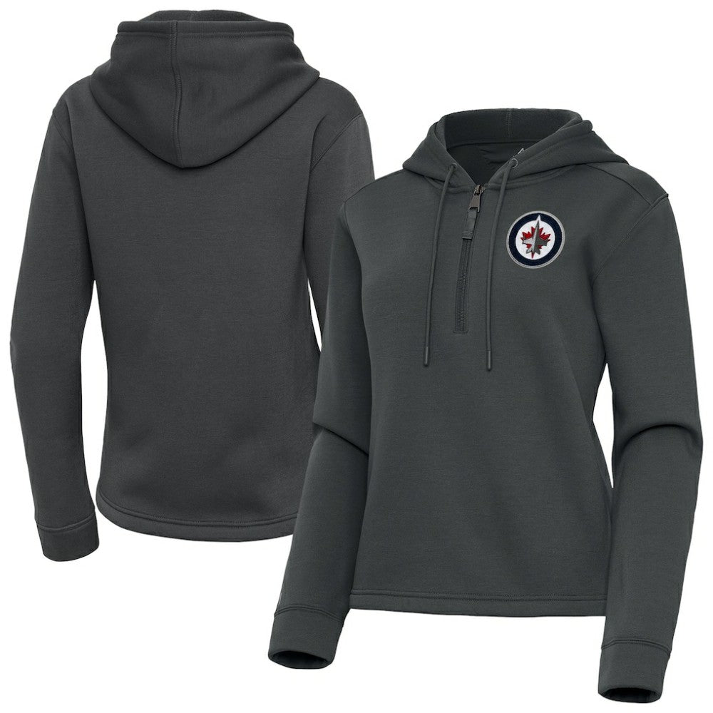 NHL Pewter Winnipeg Jets Antigua Women's Contemporary Quarter-Zip Hoodie