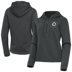 NHL Pewter Winnipeg Jets Antigua Women's Contemporary Quarter-Zip Hoodie