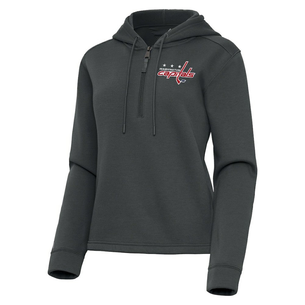NHL Pewter Washington Capitals Antigua Women's Contemporary Quarter-Zip Hoodie