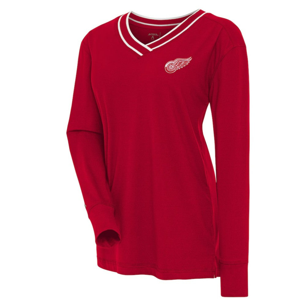 NHL Red Detroit Red Wings Antigua Women's Symbolic V-Neck Long Sleeve T-Shirt