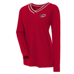 NHL Red Carolina Hurricanes Antigua Women's Symbolic V-Neck Long Sleeve T-Shirt