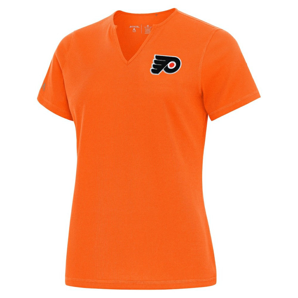 NHL Orange Philadelphia Flyers Antigua Traveler Rib V-Neck T-Shirt