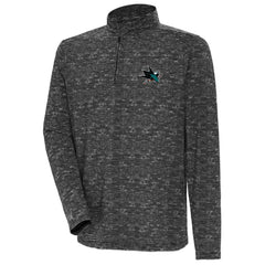 NHL Heather Black Men's San Jose Sharks Antigua Determined Quarter-Zip Sweatshirt