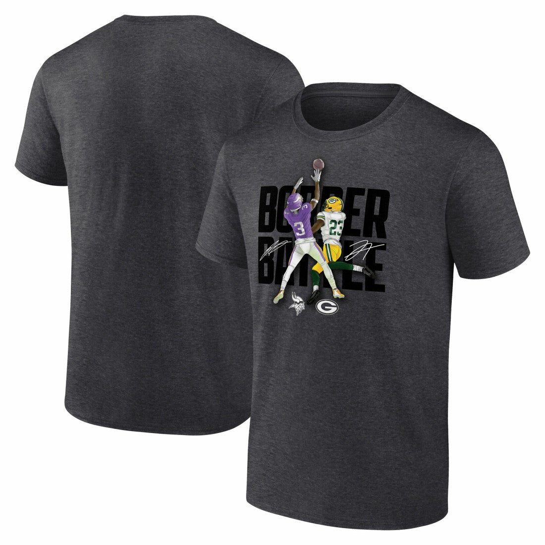 Jordan Addison & Jaire Alexander Minnesota Vikings vs.  Border Battle Player T-Shirt - Green Bay Packers