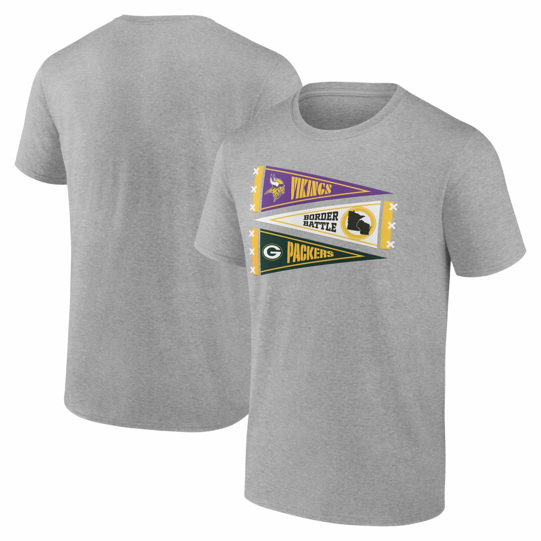 Minnesota Vikings vs.  Border Battle Pennant T-Shirt - Green Bay Packers