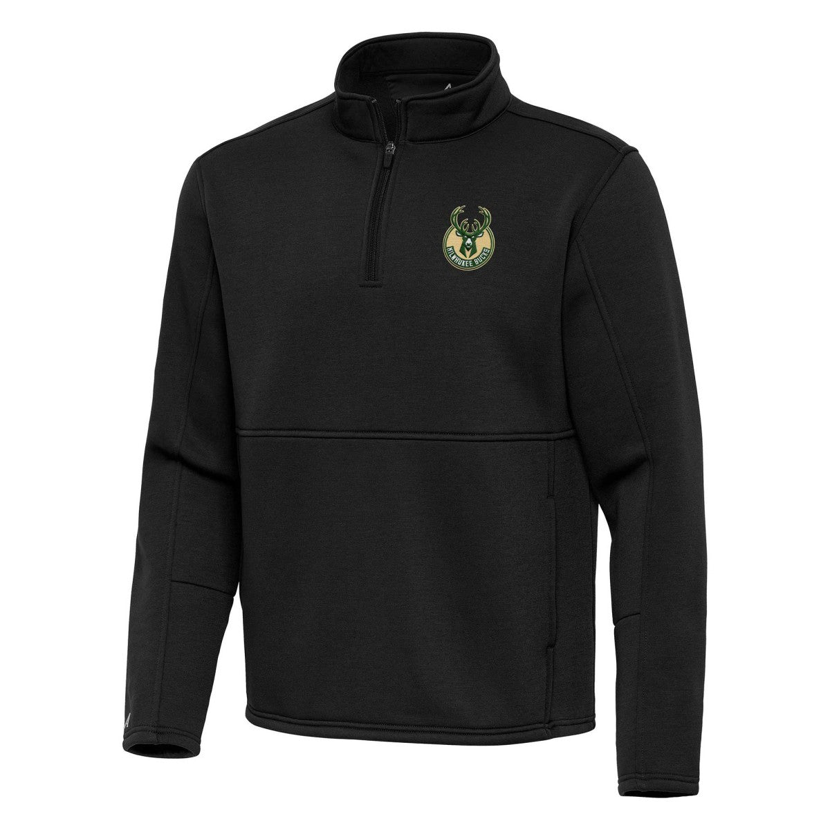 NBA Milwaukee Bucks Antigua Twist Quarter-Zip Pullover Top - Black sale