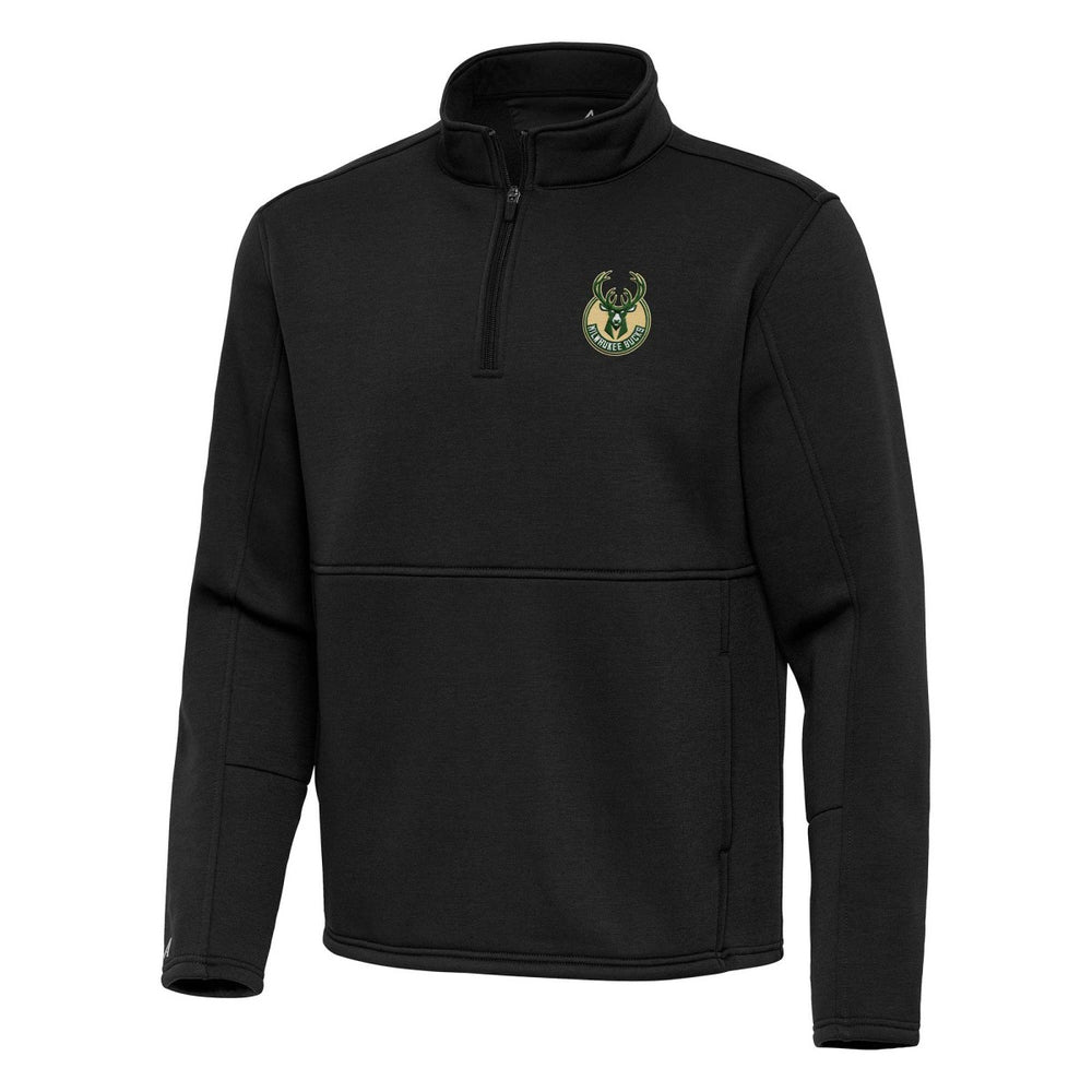 NBA Milwaukee Bucks Antigua Twist Quarter-Zip Pullover Top - Black sale