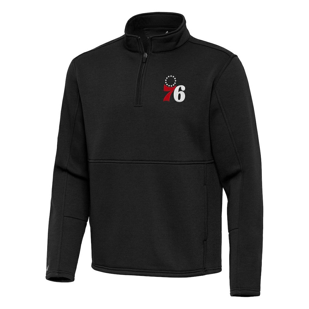 NBA Philadelphia 76ers Antigua Twist Quarter-Zip Pullover Top - Black discount