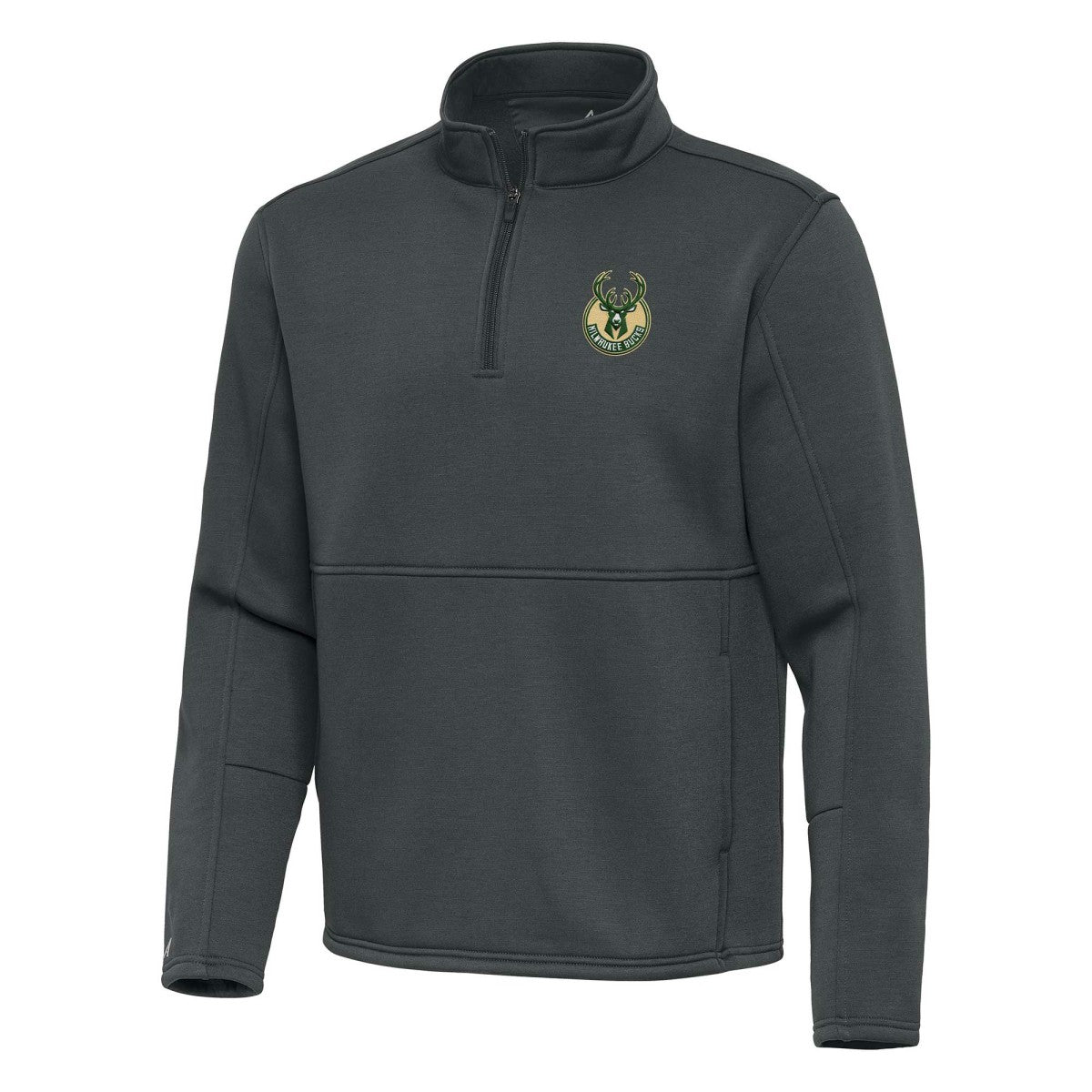 NBA Milwaukee Bucks Antigua Twist Quarter-Zip Pullover Top - Pewter for sale