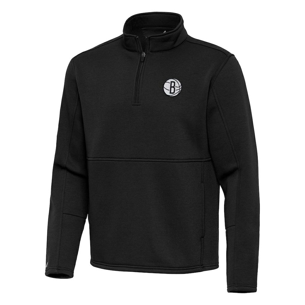 NBA Brooklyn Nets Antigua Twist Quarter-Zip Pullover Top - Black outlet