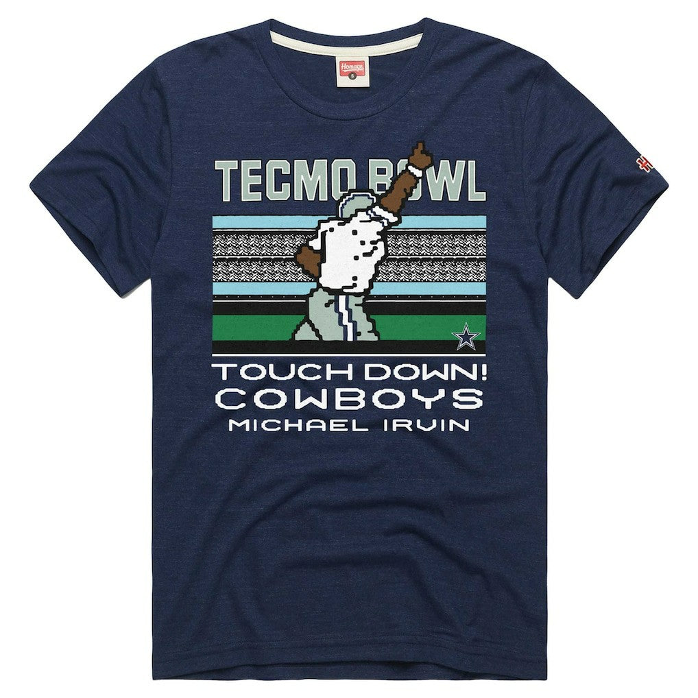 Michael Irvin  Homage Unisex Tecmo Bowl Retired Player Graphic Tri-Blend T-Shirt - Dallas Cowboys