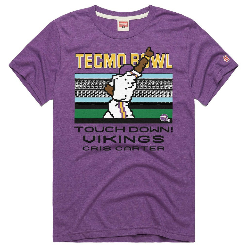 Cris Carter  Homage Unisex Tecmo Bowl Retired Player Graphic Tri-Blend T-Shirt - Minnesota Vikings