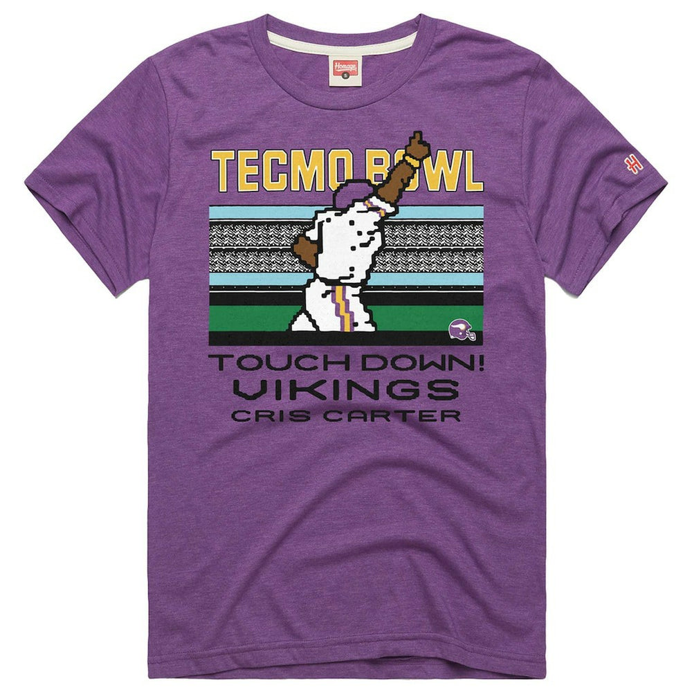 Cris Carter  Homage Unisex Tecmo Bowl Retired Player Graphic Tri-Blend T-Shirt - Minnesota Vikings