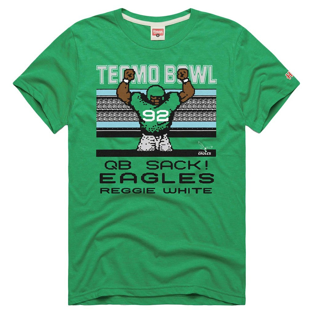 Reggie White  Homage Unisex Tecmo Bowl Retired Player Graphic Tri-Blend T-Shirt - Philadelphia Eagles