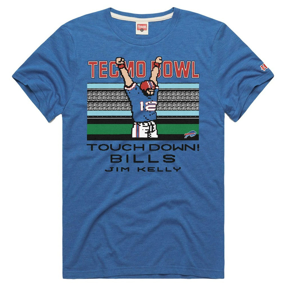 Jim Kelly  Homage Unisex Tecmo Bowl Retired Player Graphic Tri-Blend T-Shirt - Buffalo Bills