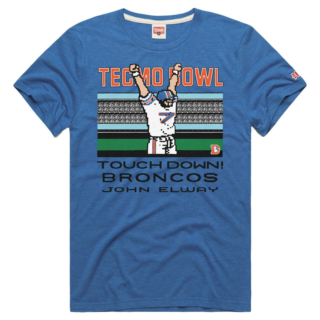John Elway  Homage Unisex Tecmo Bowl Retired Player Graphic Tri-Blend T-Shirt - Denver Broncos