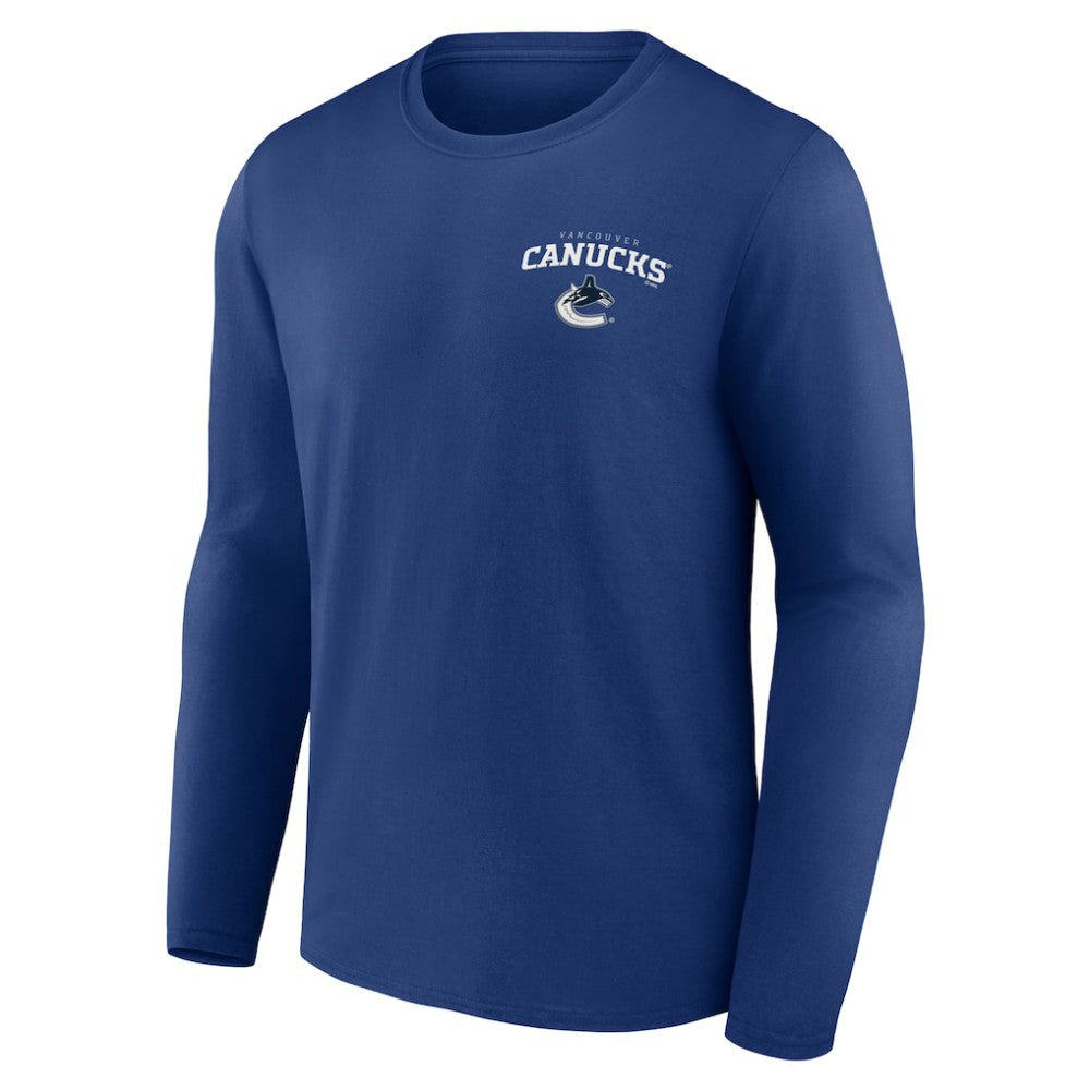 NHL This item will ship within 2 business days. Vancouver Canucks Blue Team Lockup Long Sleeve T-Shirt