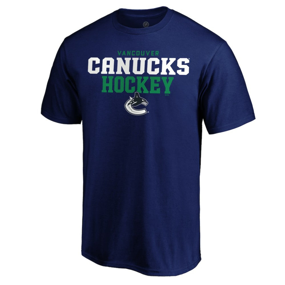 NHL This item will ship within 2 business days. Vancouver Canucks Navy Double Stack T-Shirt