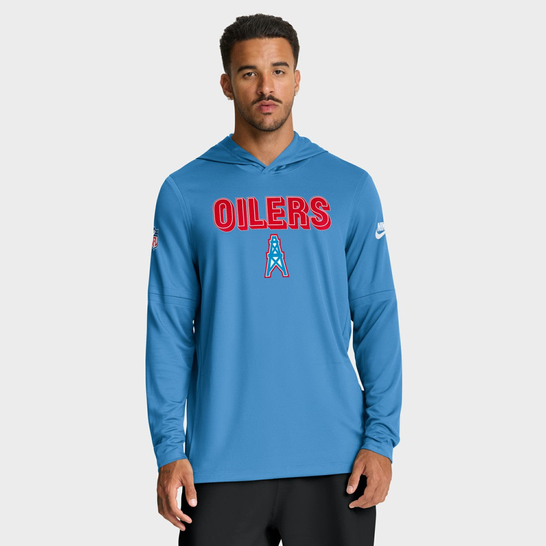 Sideline Oilers Throwback Dri-FIT Long Sleeve Hoodie T-Shirt - Tennessee Titans