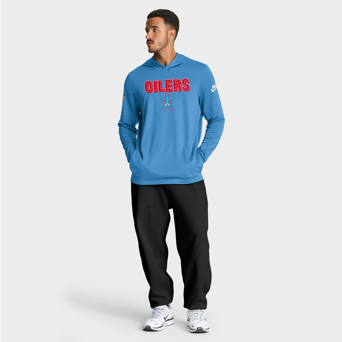 Sideline Oilers Throwback Dri-FIT Long Sleeve Hoodie T-Shirt - Tennessee Titans