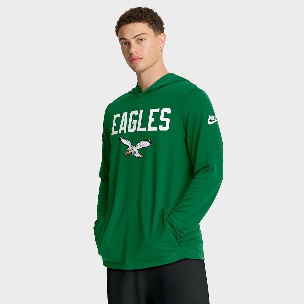 Sideline Pass Accuracy Dri-FIT Long Sleeve Hoodie T-Shirt  - Philadelphia Eagles