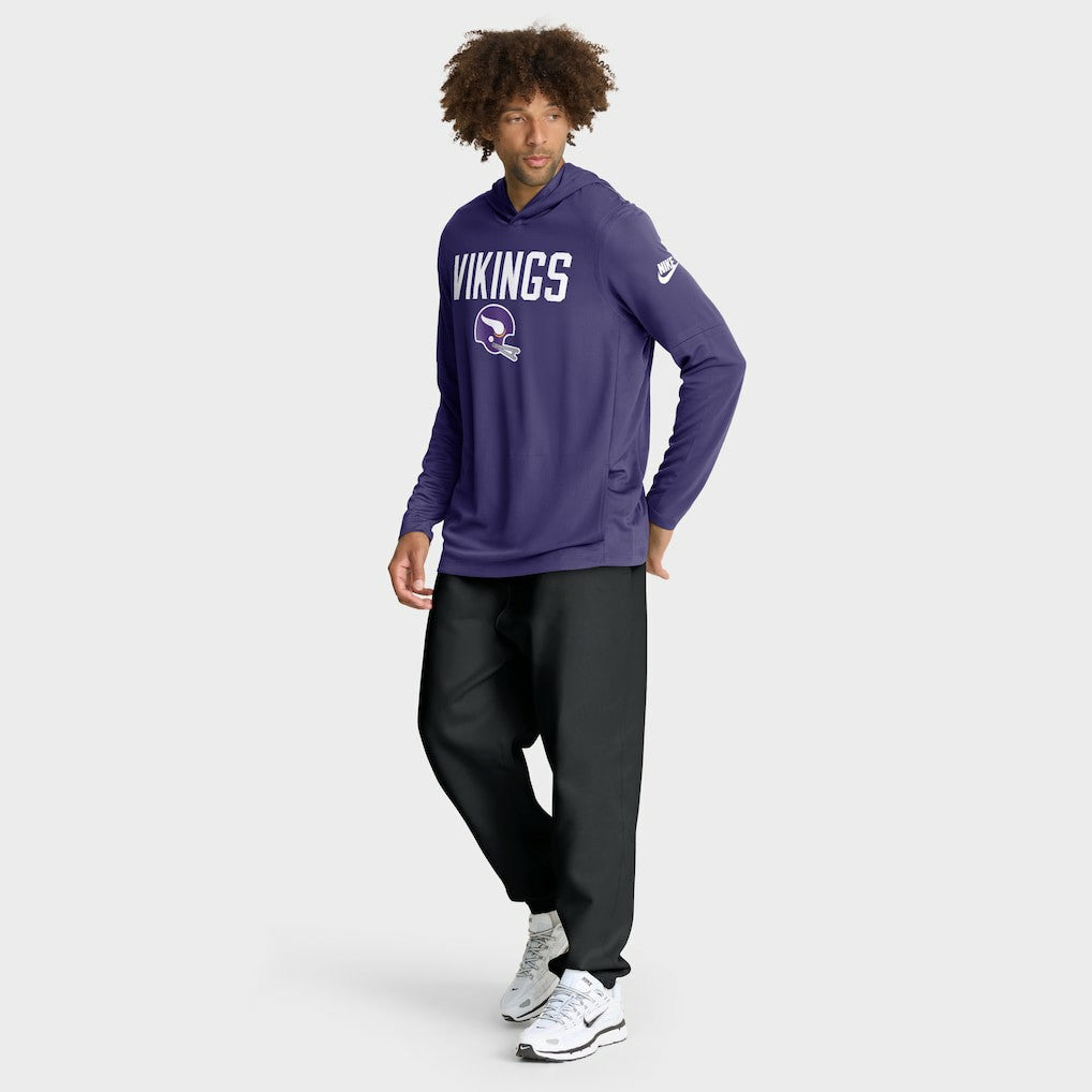 Sideline Pass Accuracy Dri-FIT Long Sleeve Hoodie T-Shirt - Minnesota Vikings