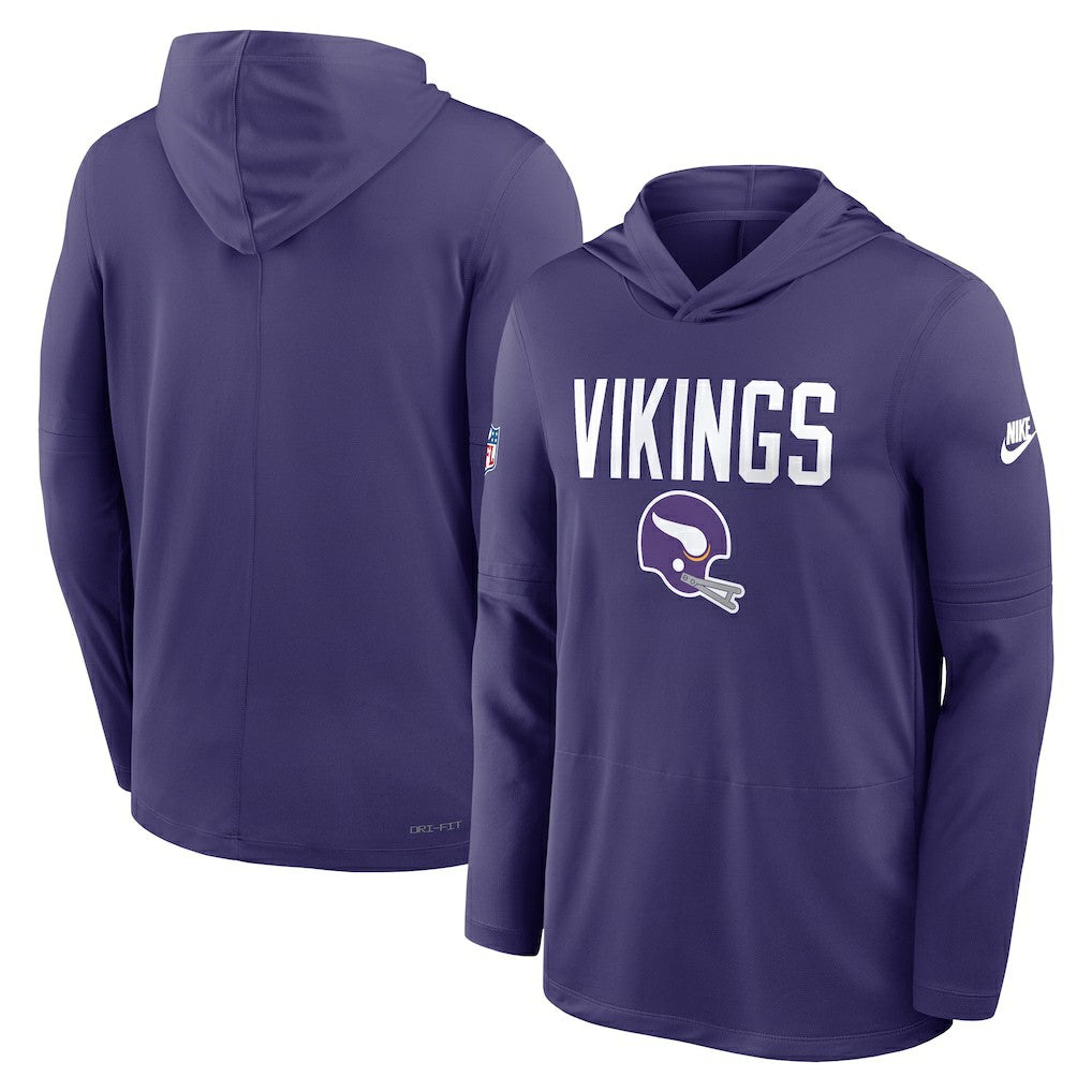 Sideline Pass Accuracy Dri-FIT Long Sleeve Hoodie T-Shirt - Minnesota Vikings