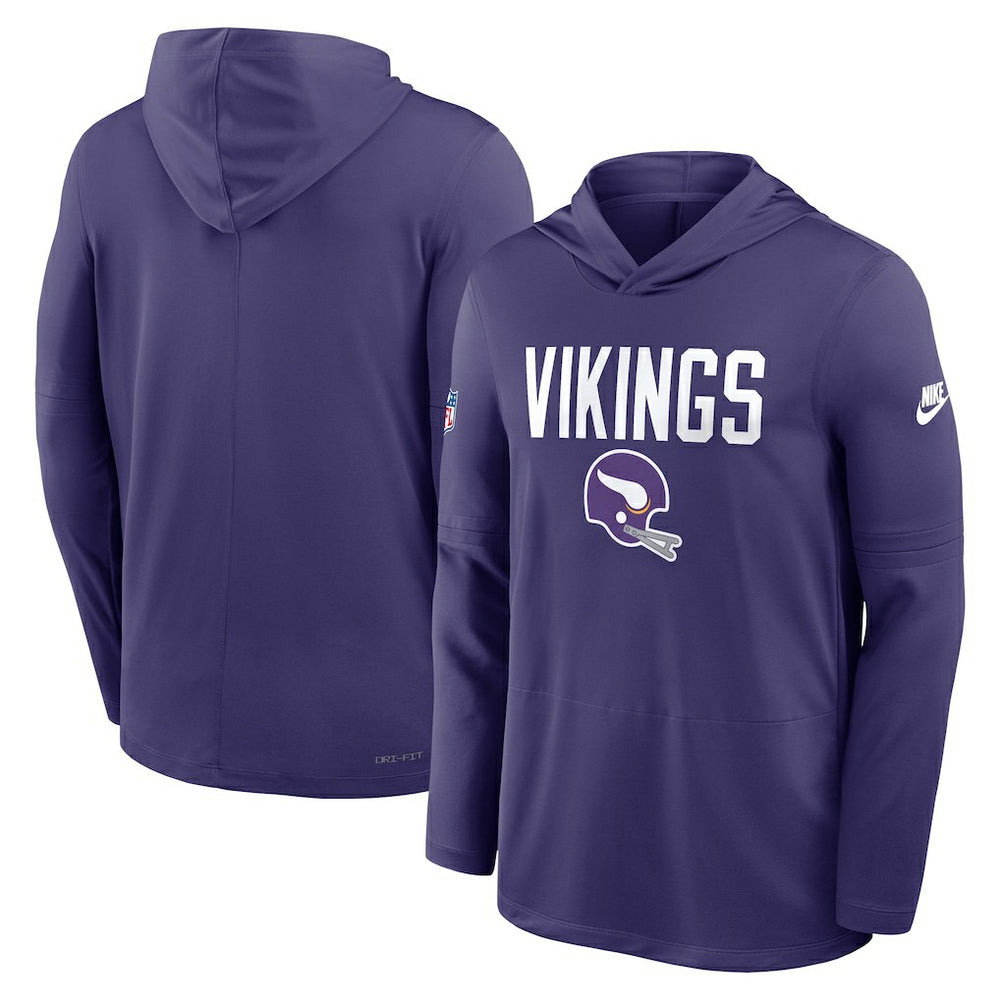 Sideline Pass Accuracy Dri-FIT Long Sleeve Hoodie T-Shirt - Minnesota Vikings